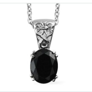 Australian Black Tourmaline 2.75 ctw Pendant Necklace in Stainless Steel